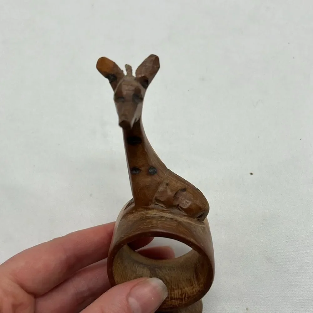 Set of Two Handcarved Giraffe Napkin Rigs